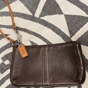 Coach Classic Brown Pebbled Leather Wristlet